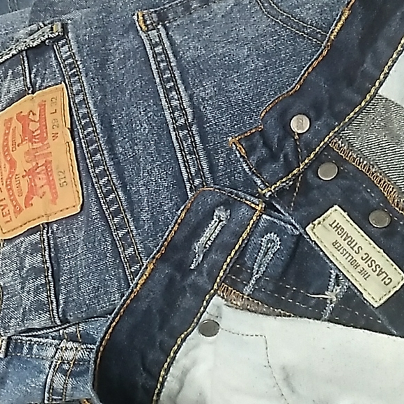 Distressed Jeans  Dark Classic Straight Hollister  26 X 30 - Picture 10 of 16